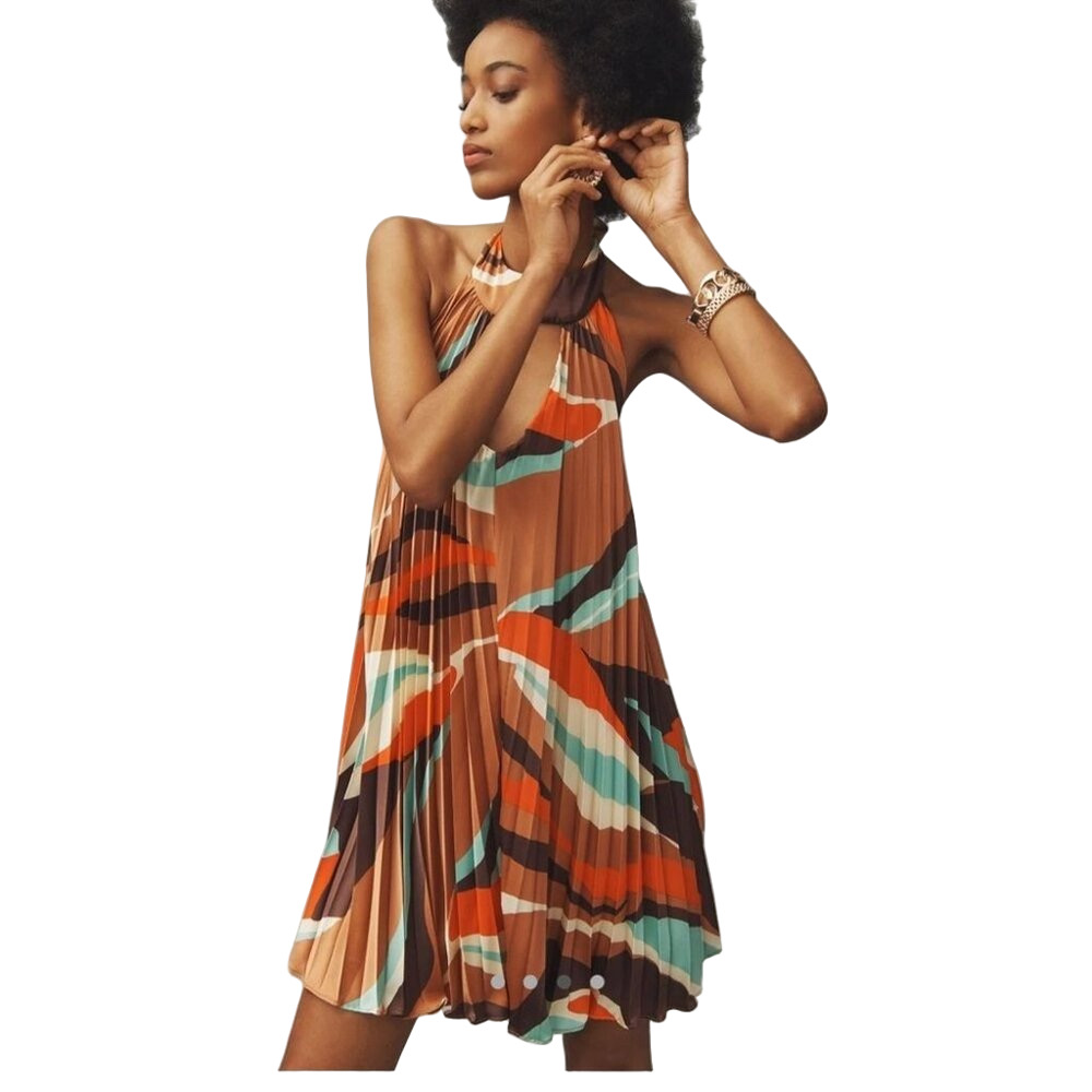 New Anthropologie Hutch Halter Pleated Swing Mini Dress